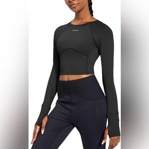 NEW‎ - Women's Long Sleeve Crop Top Workout Athletic Shirt Running Top Slim Fit